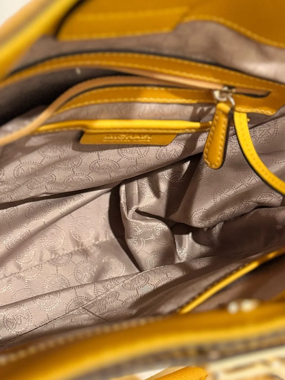 Michael Kors Yellow Saffiano Leather Hamilton North South Tote.